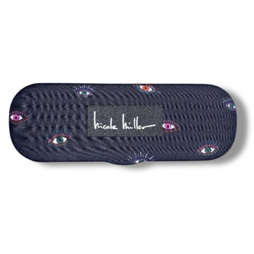Nicole Miller Designer Eyeglass Hard Case Black Eye Design Pink Interior